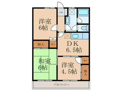 ハイツ戸田I(3DK/1階)の間取り写真