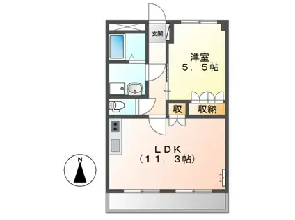 ハイツ ルミナスII(1LDK/2階)の間取り写真