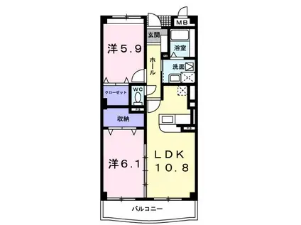 ノーブルブローテ(2LDK/3階)の間取り写真