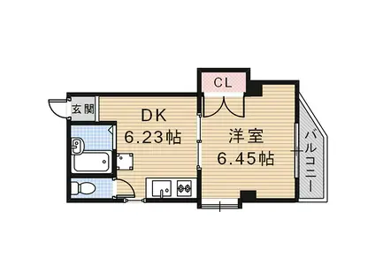 咲良マンション(1DK/4階)の間取り写真