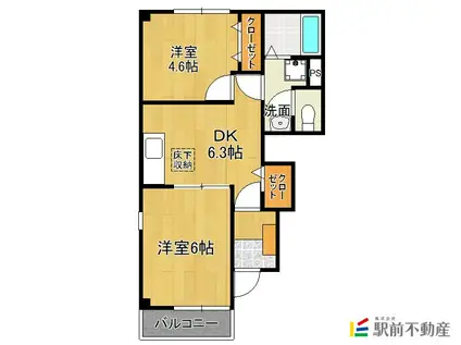 グリーンフォレストA(2DK/1階)の間取り写真