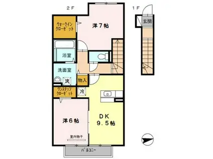 パークフォレストA棟(2DK/2階)の間取り写真