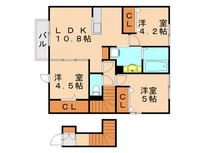サンヒルズ愛坂(3LDK/2階)の間取り写真