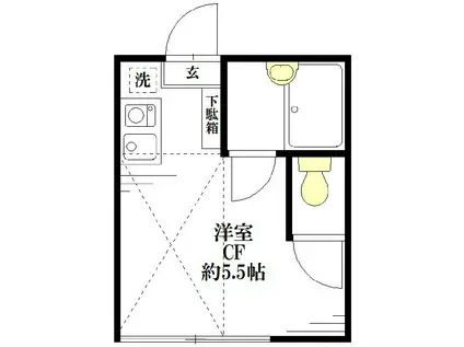エコー武蔵関(ワンルーム/2階)の間取り写真