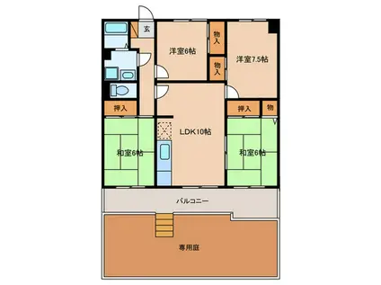 シード室見川(4LDK/1階)の間取り写真