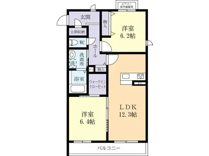 アルフラット K(2LDK/1階)の間取り写真