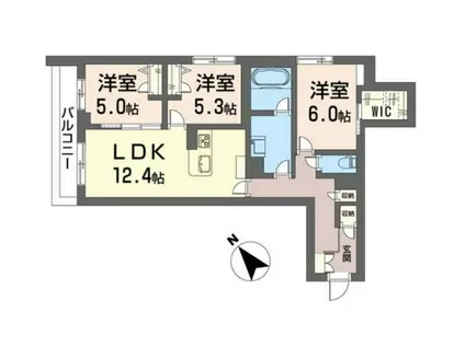ドメイン24(3LDK/3階)の間取り写真