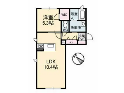 ディアコート温品(1LDK/1階)の間取り写真