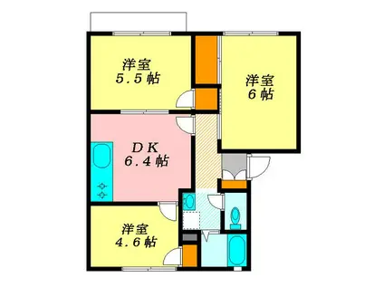 柏葉ハイツ(3DK/1階)の間取り写真