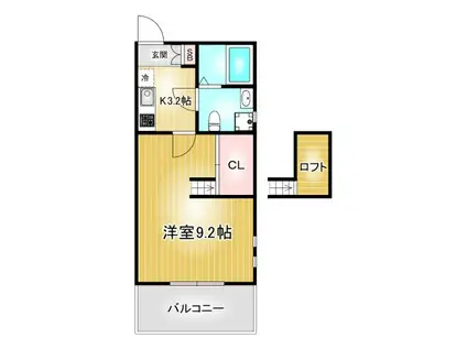 プリミエール妙音通(1K/2階)の間取り写真