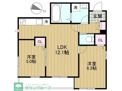 文京区本郷4丁目計画(2LDK/2階)の間取り写真