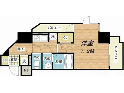 S-RESIDENCE南堀江(1K/9階)の間取り写真