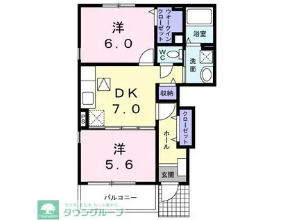 モデルノ・アロッジオ(2DK/1階)の間取り写真