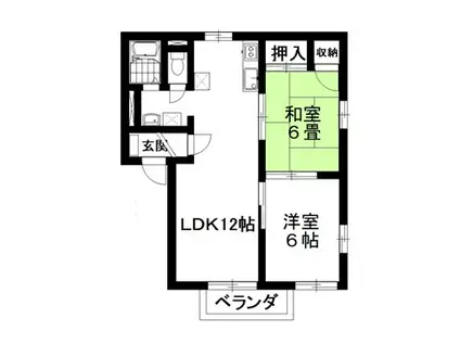 ハイツ瑞木A棟(2LDK/1階)の間取り写真