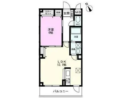 グラン9(1LDK/1階)の間取り写真