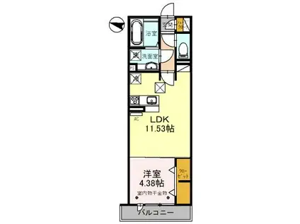 D-ROOM和田町(1LDK/3階)の間取り写真