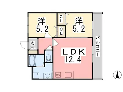 シャトー御立(2LDK/2階)の間取り写真