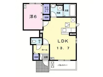 フォロ・ロマーノA(1LDK/1階)の間取り写真
