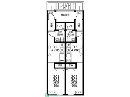 ラティス(1DK/2階)の間取り写真