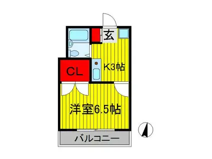 ピアハイツ(1K/2階)の間取り写真