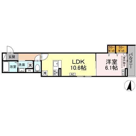 セレスティア向山(1LDK/2階)の間取り写真