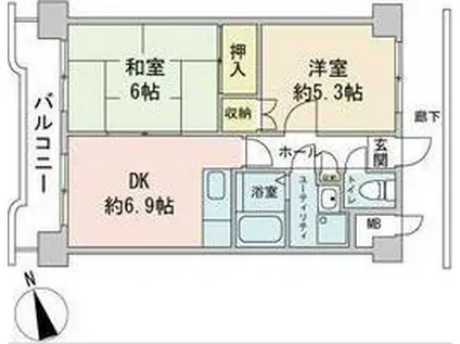 サニーヒルズ2番館(2DK/1階)の間取り写真