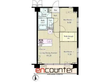 バンデューセン上北沢(2LDK/2階)の間取り写真