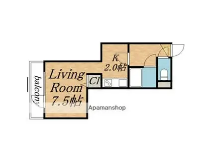 メゾンにれの樹(1K/2階)の間取り写真