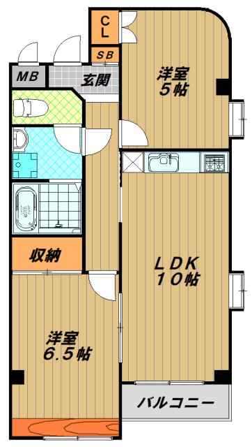 エスポワール明石(2LDK/3階)の間取り写真