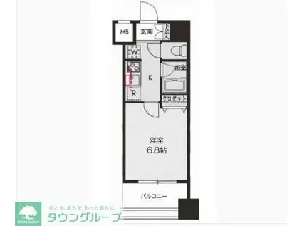 ドゥーエ新川(1K/13階)の間取り写真