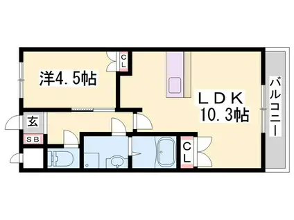 ファームヴィレッジ・やしろV(1LDK/2階)の間取り写真