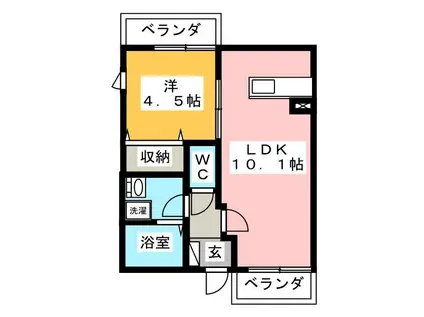 コットンローズ湘南(1LDK/1階)の間取り写真