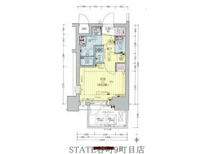 プレサンス玉造駅前ルージュ(1K/12階)の間取り写真