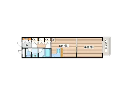 朝日プラザ五橋東(1DK/4階)の間取り写真