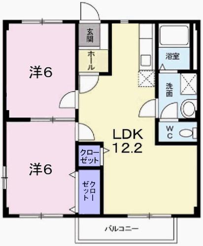 アリビラII(2LDK/1階)の間取り写真