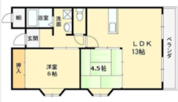 メゾンツインウィン二番館(2LDK/3階)の間取り写真