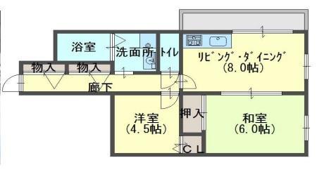 ゼンラフォーレ(2LDK/4階)の間取り写真