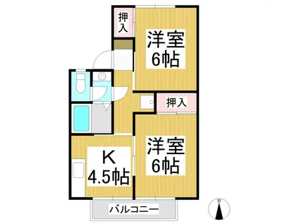 フォーダイヤモンズタウンA(2K/1階)の間取り写真