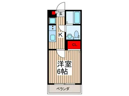 スカイヒルズ春日部(1K/2階)の間取り写真