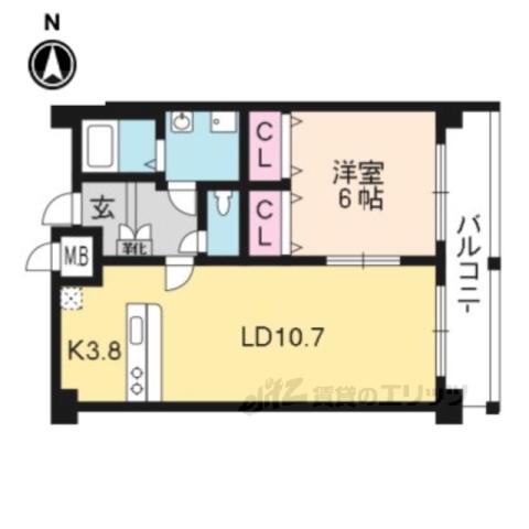 HF四条河原町レジデンス(1LDK/10階)の間取り写真