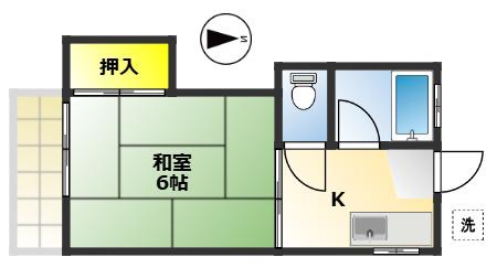 荒金アパート(1K/2階)の間取り写真