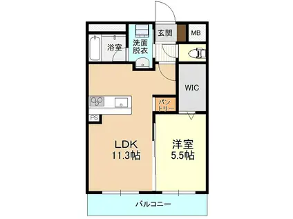 昭和町ユーミー(1LDK/1階)の間取り写真