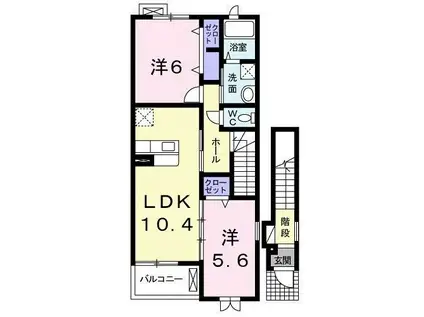 フェリチターレ(2LDK/2階)の間取り写真
