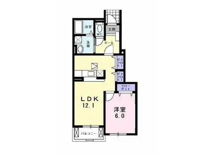 サンライズ ブロードI(1LDK/1階)の間取り写真