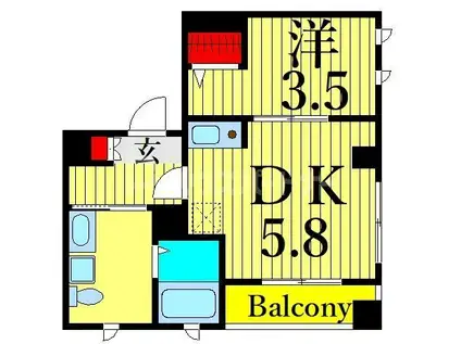 平井SKハイツ(1DK/2階)の間取り写真
