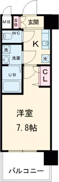 エスリード神戸三宮ノースゲート(1K/6階)の間取り写真