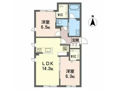 シャーメゾン セレイル(2LDK/1階)の間取り写真