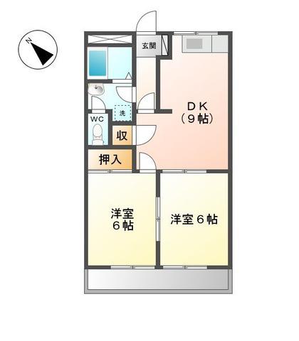 新町ハイツ(2DK/1階)の間取り写真