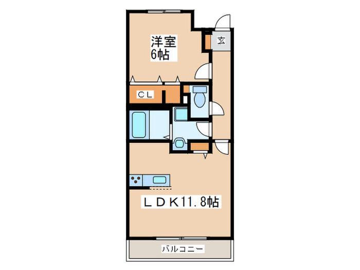 パラッツォ淵野辺III(1LDK/1階)の間取り写真