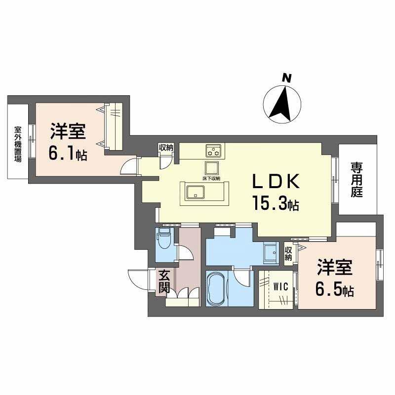 シャーメゾン フェレザ(2LDK/1階)の間取り写真